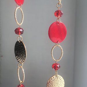 Red & Gold Shell/Disc Necklace